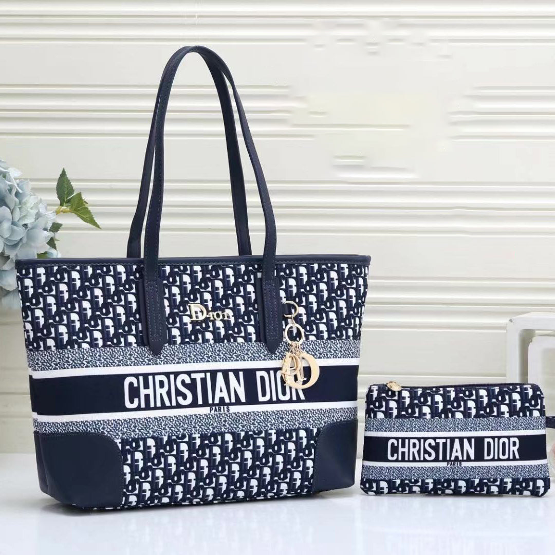 Christian Dior New Fashion Tote Bag Shopping Bag Wallet Two Piece Set