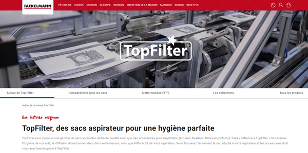 Page sacs aspirateur TopFilter sur Fackelmann.fr