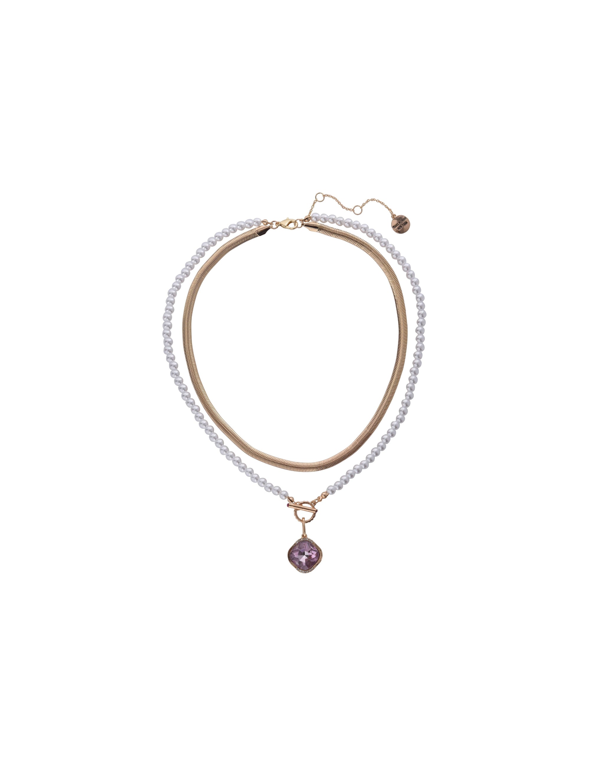 Isaac Mizrahi 2 Row Chain And Beaded Pearl Necklace