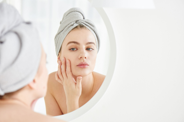 acne-prone skin juxtaposed with healthy skin after collagen treatment