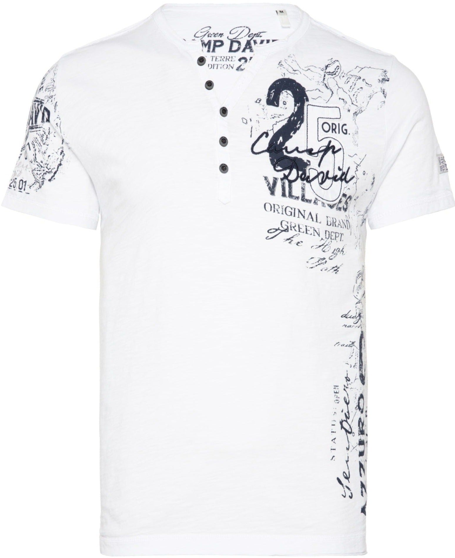 Camp David T-Shirt, button Fashion Terre, Chique - Stateshop v-neck lightblue