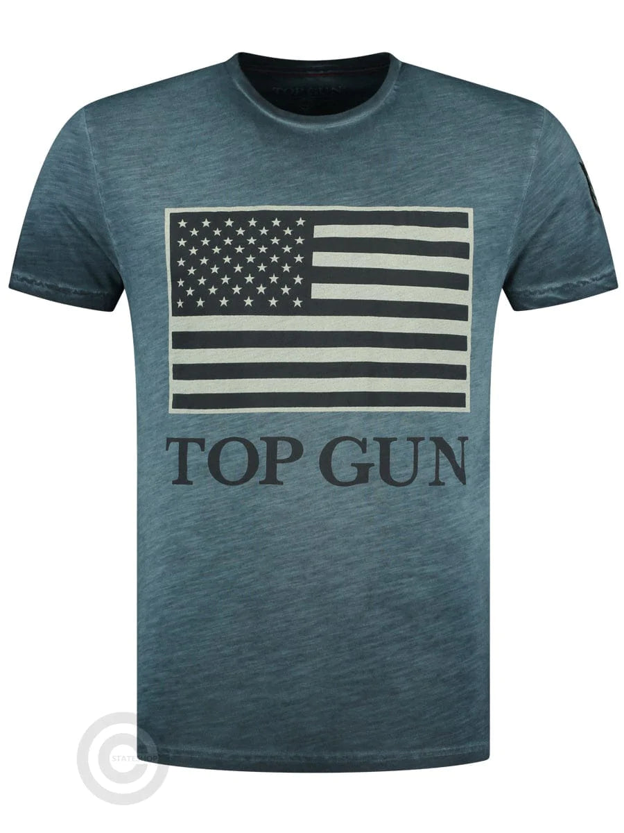 T-shirt, round neck in cotton US vintage Flag ArmyTop Gun