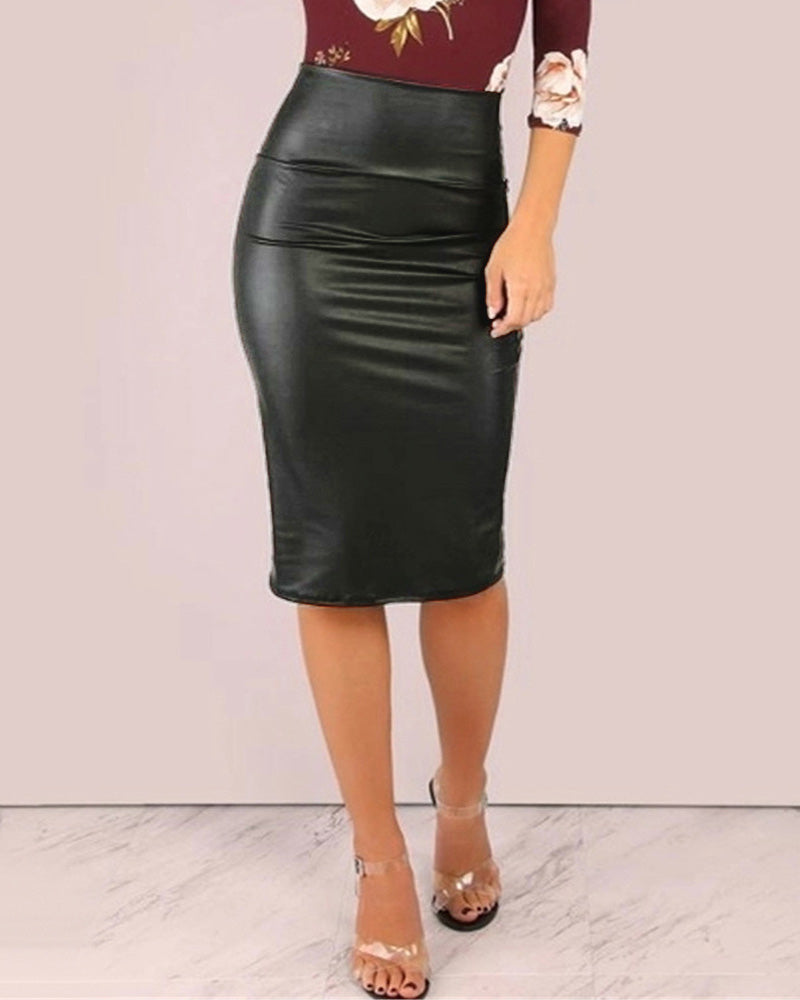 Faux Leather Pencil Skirt – Sassy2