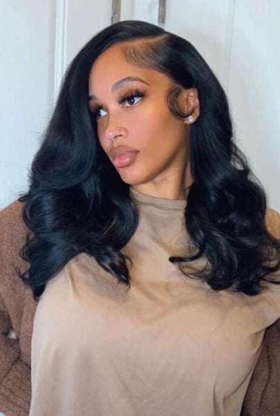 HD lace frontal sew-in with side part