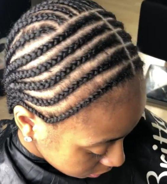 Medium Size Diagonal Center Part All Back Cornrow