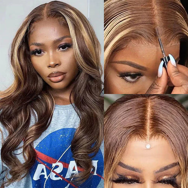 wear and go honey blonde highlight wig body wave