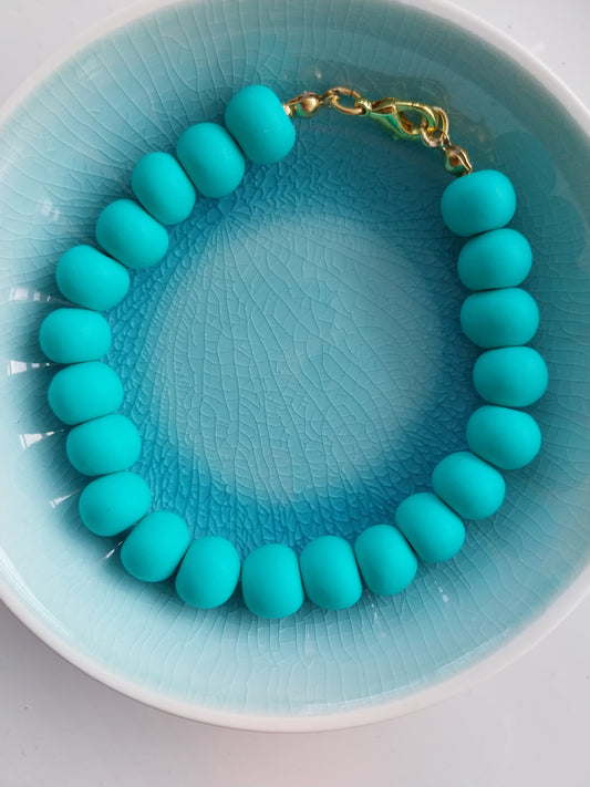 Blue clay bead bracelet