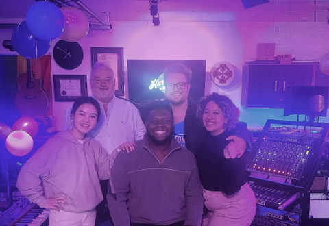 Baraka celebrates the release of new single “Thru & Thru” at Hurricane Music Studios with producer Matt Dines, vocalist Cristina Hernades, guzeng performer Jing Xia and percussionist/drum tech Keith Collins, St. John's, Newfoundland and Labrador