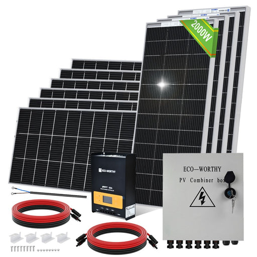 Buy ECO-WORTHY 1000W 24V Solar Power System 4.69kWh/day with Battery and  Hybrid Solar Inverter for Home Shed : 6pcs 170W Bifacial Solar Panels+ 2pcs  100Ah LiFePO4 Battery+ 3000W 24V Hybrid Inverter Online