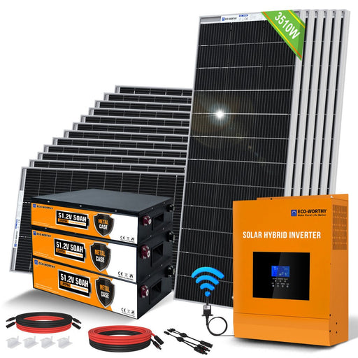 Buy ECO-WORTHY 1000W 24V Solar Power System 4.69kWh/day with Battery and  Hybrid Solar Inverter for Home Shed : 6pcs 170W Bifacial Solar Panels+ 2pcs  100Ah LiFePO4 Battery+ 3000W 24V Hybrid Inverter Online