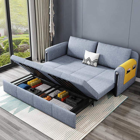 Sofá cama de algodón y lino contemporáneo Sofá cama convertible con almacenamiento