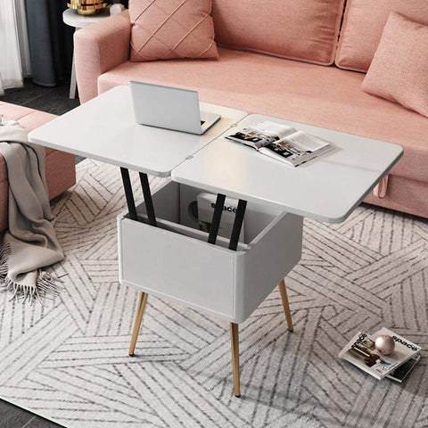 Multi-functional Coffee Table Extendable with Storage & Lift Top in White