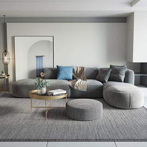 L-Shaped Sectional Corner Modern Modular Sofa with Pillows in Gray