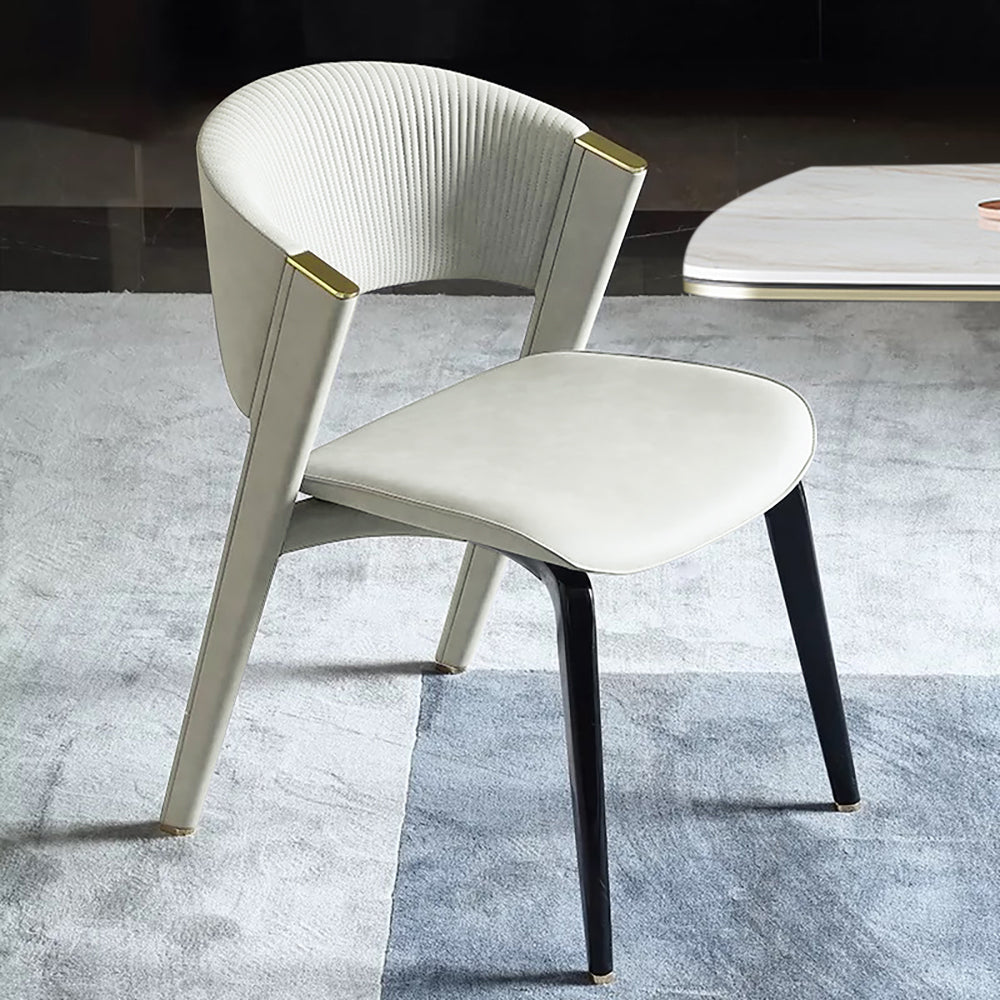 modern curved upholstered dining chair