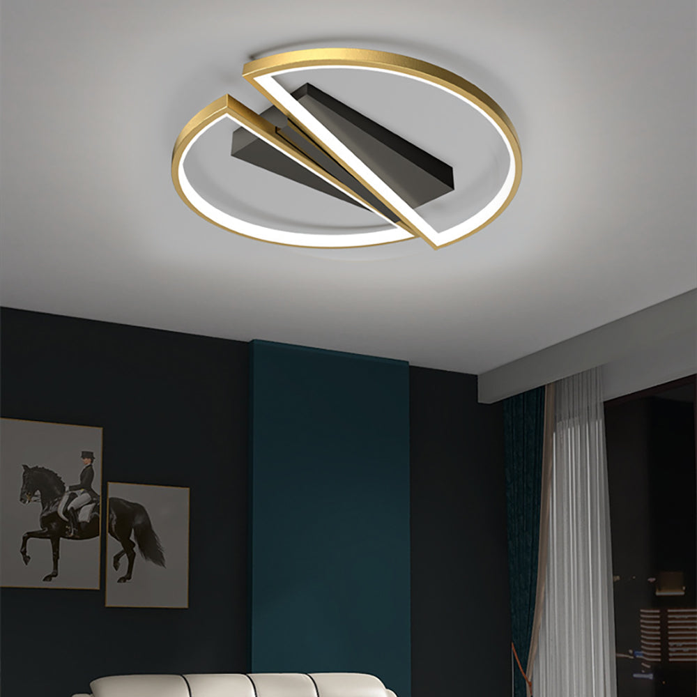 black geometric flush mount light