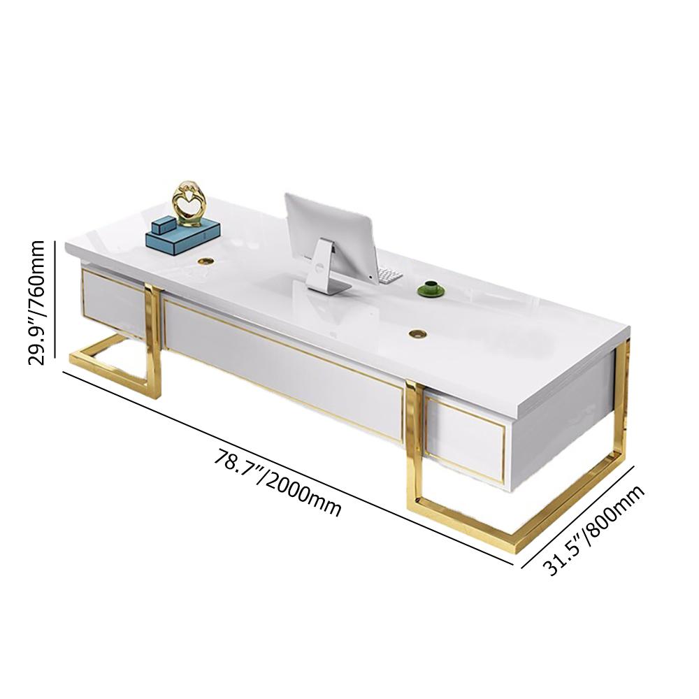 Holf Modern Rectangular Executive Office Desk with 4 Drawers in White-Wehomz