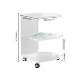 Clear Acrylic Rolling End Table with Shelves Semicircle-Richsoul-End &amp; Side Tables,Furniture,Living Room Furniture