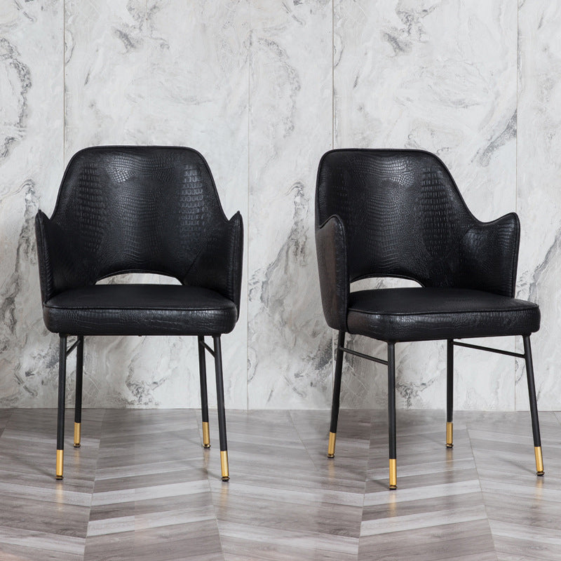 faux leather and metal dining chairs