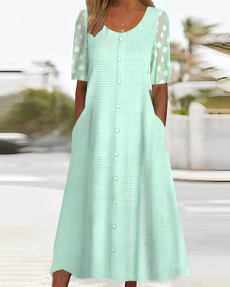 Lace Short Sleeve Midi Dress – iktops