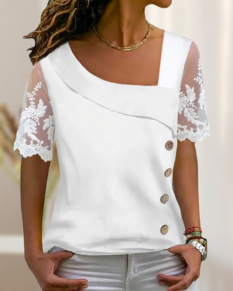 Casual blouse with asymmetric collar – iktops