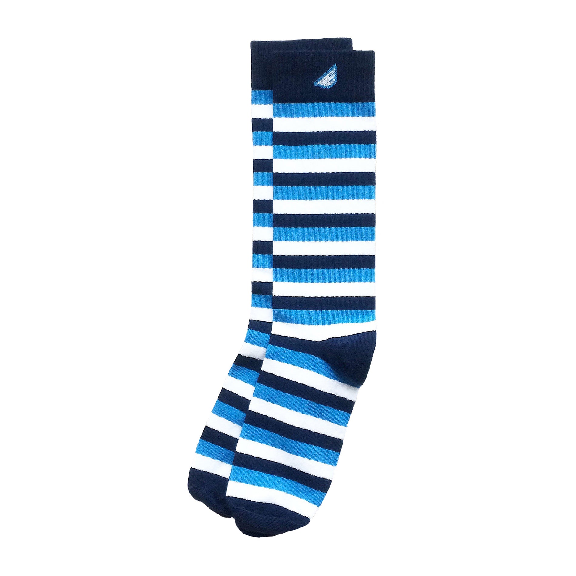 Men's Colorful Stripe Supima Cotton Dress Socks - Navy & Sky Blue ...