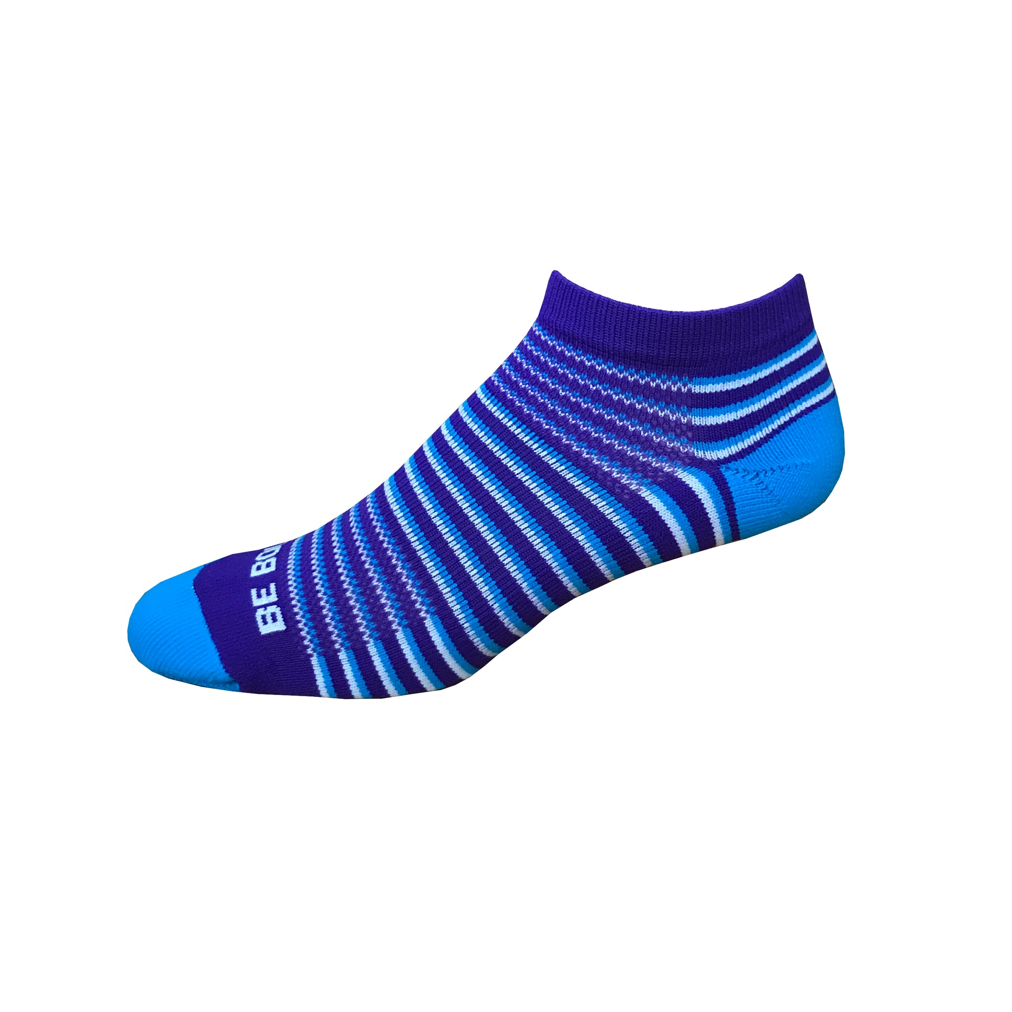 Racer - Purple, Light Blue & White. USA-made Stripe Ankle Athletic ...