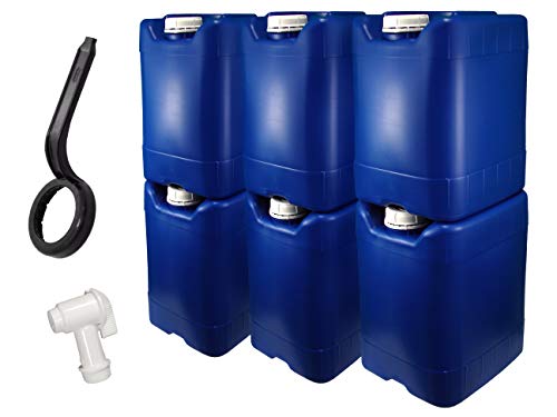 5 Gallon Stackable Blue Water Tank ‐ Set of 4 w/spigot and water treatment. Legacy Premium Food Storage