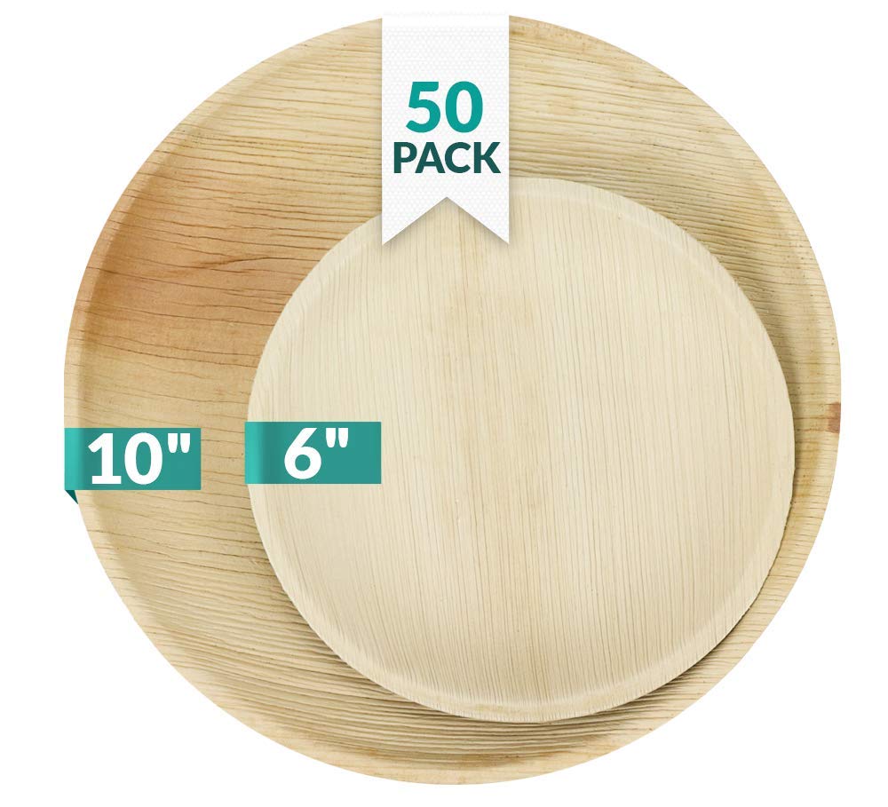 Stack Man 100% Compostable Paper Plates [9 inch - 125-Pack] 3 Compartment  Disposable Plates Heavy-Duty Quality, Natural Bagasse