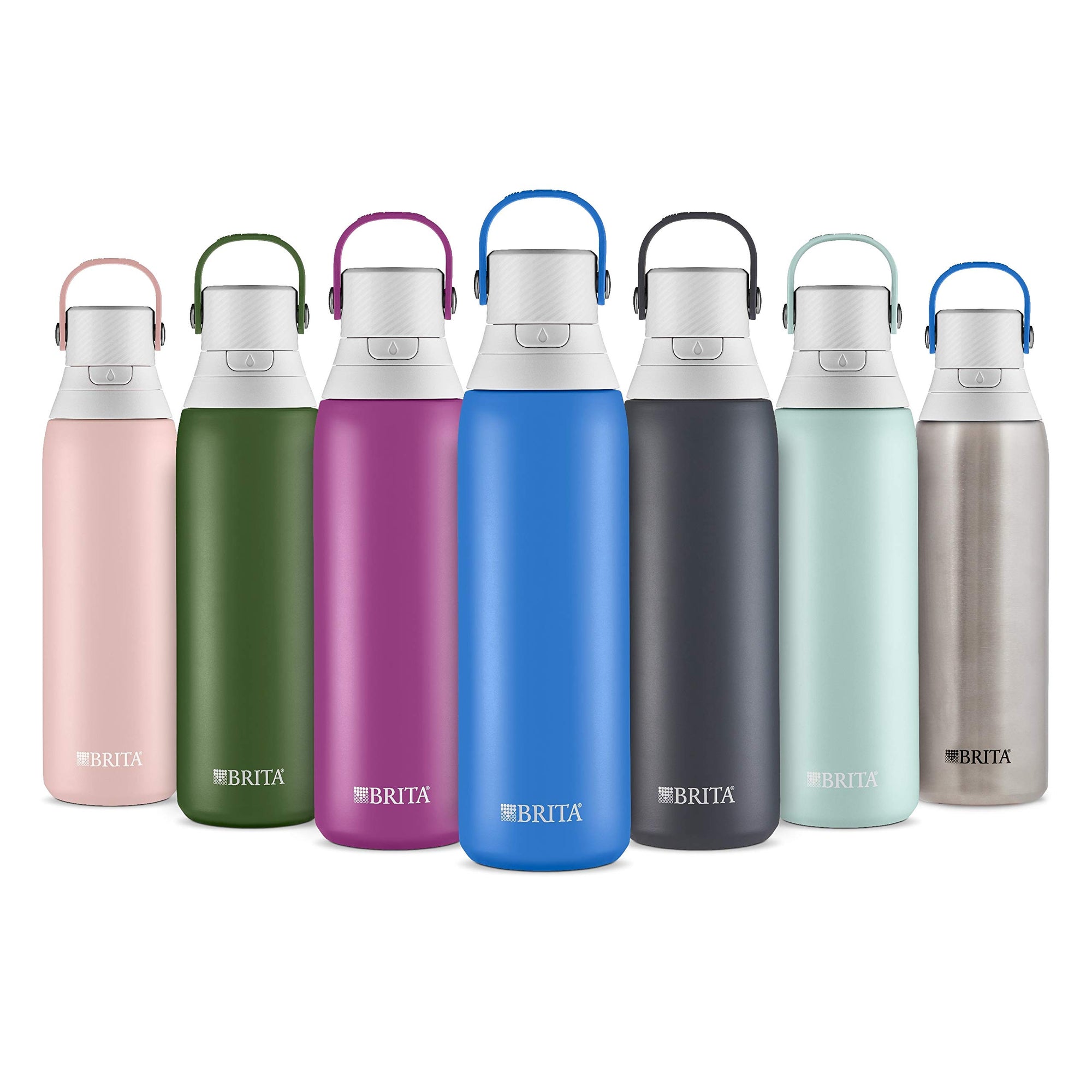 Brita Insulated Filtered Water Bottle with Straw, Reusable, BPA Free Plastic,  Sea Glass, 26 Ounce