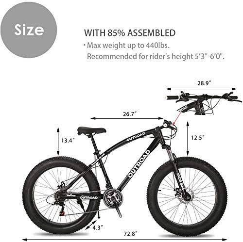 Max4out Fat Tire Mountain Bike 21 Speed Shimano Derailleur, with