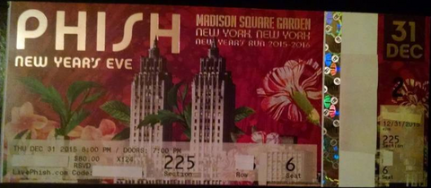 2016 NYC NYE ticket stub