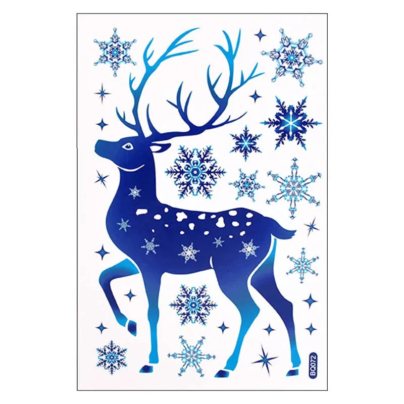 Festive Blue Deer Snowflake Window Stickers - Image 16