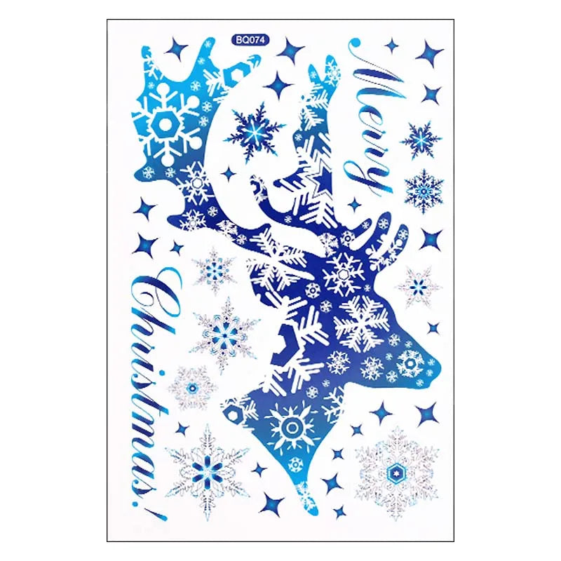 Festive Blue Deer Snowflake Window Stickers - Image 18