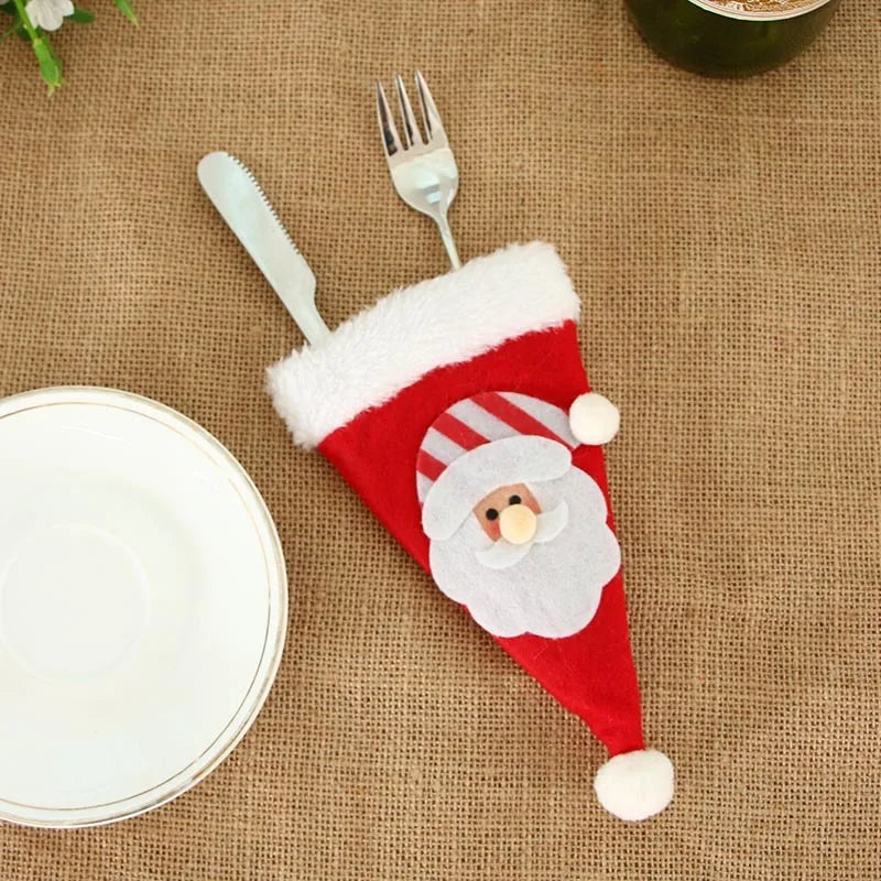 Festive Santa Hat Cutlery Holder for Christmas - Image 10