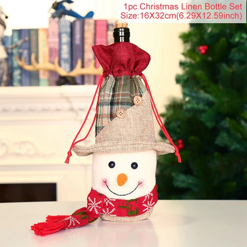 Festive Merry Christmas Wine Bottle Cover Decoration - Image 14