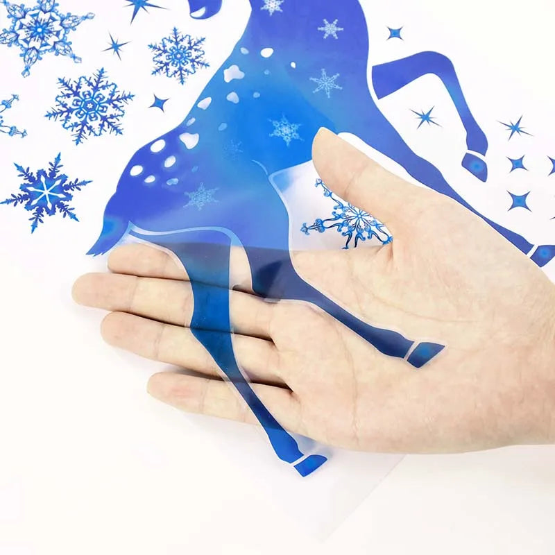 Merry Christmas Snowflake Elk Glass Stickers - Image 22