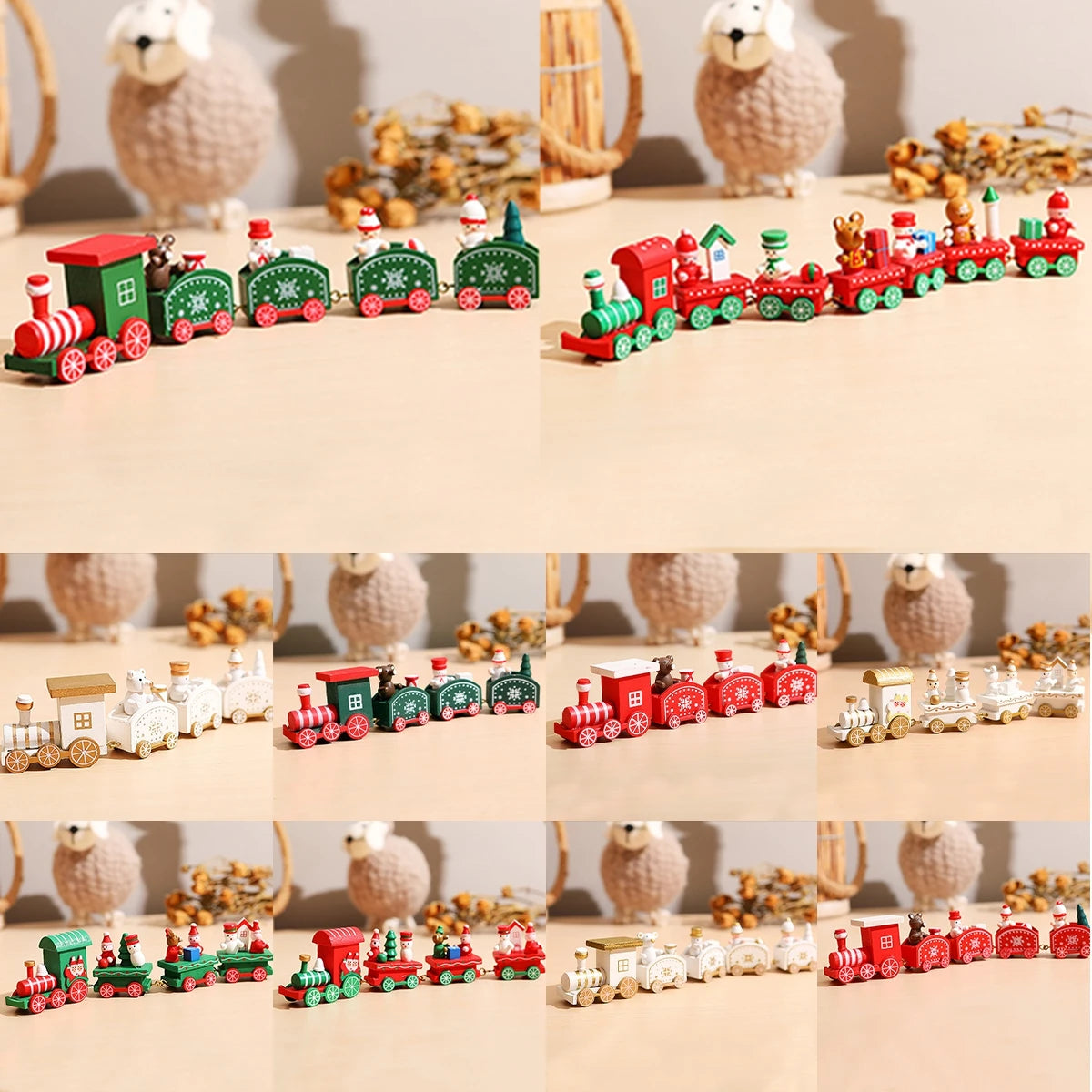 Charming Wooden Train Christmas Ornament for Home - Image 42