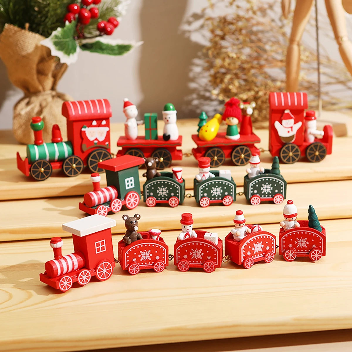 Charming Wooden Train Christmas Ornament for Home - Image 30