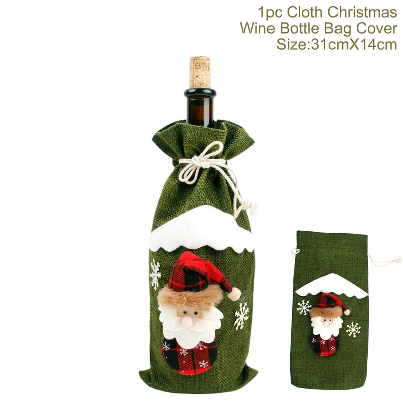 Festive Merry Christmas Wine Bottle Cover Decoration - Image 12