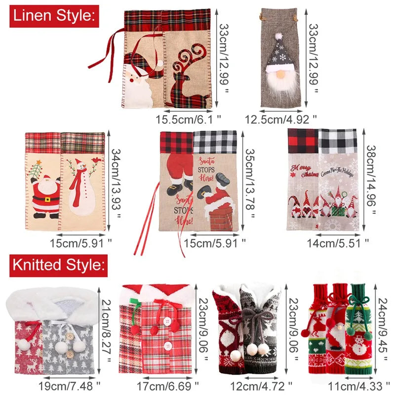Festive Merry Christmas Wine Bottle Cover Decoration - Image 43