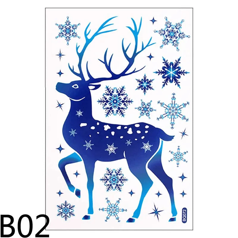 Merry Christmas Snowflake Elk Glass Stickers - Image 8