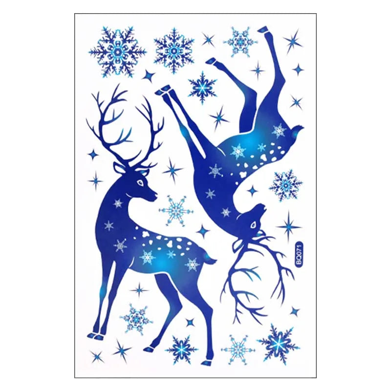 Festive Blue Deer Snowflake Window Stickers - Image 15