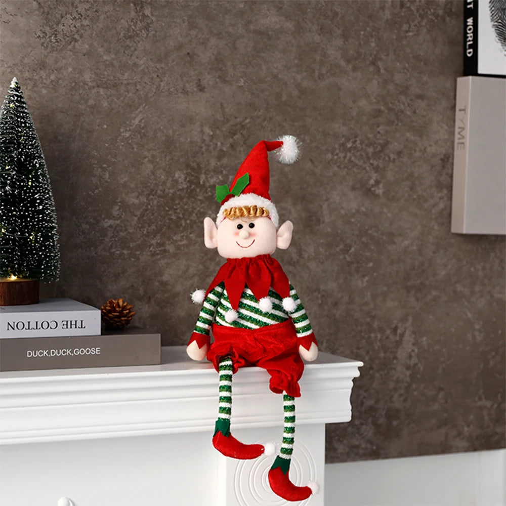 Festive Red & Green Elf Doll Plush Ornament - Image 5