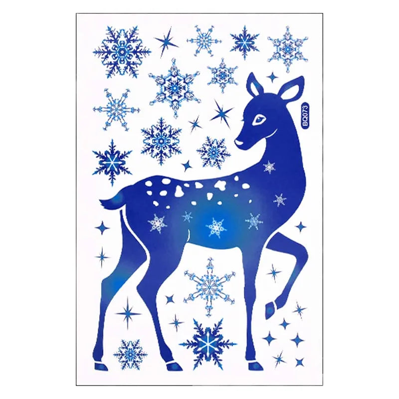 Festive Blue Deer Snowflake Window Stickers - Image 17