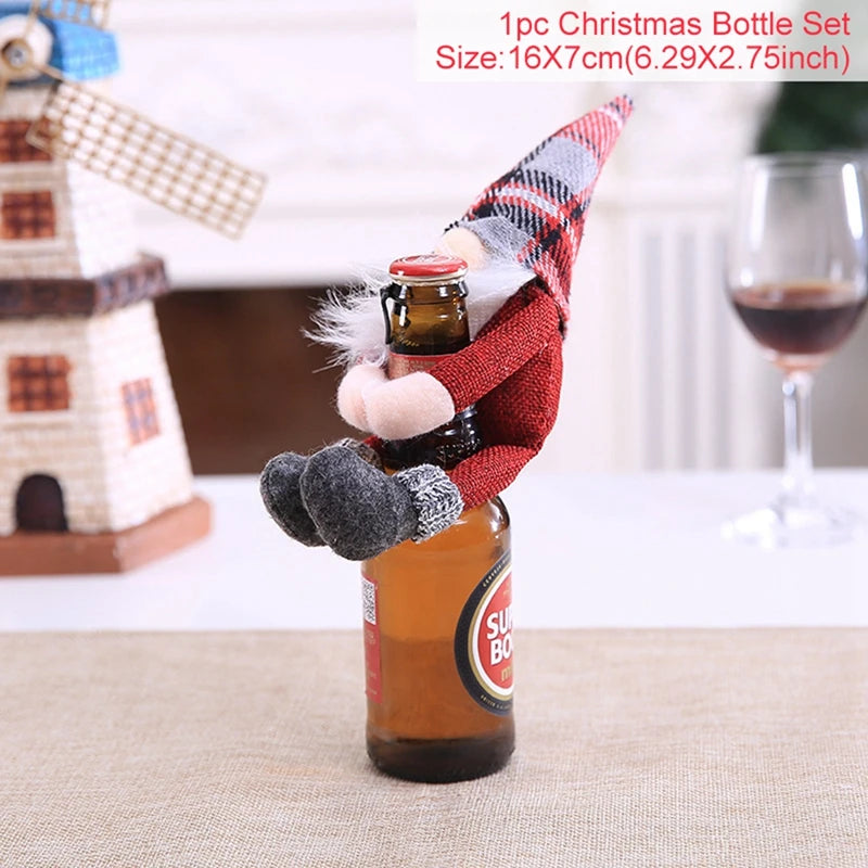 Festive Merry Christmas Wine Bottle Cover Decoration - Image 2