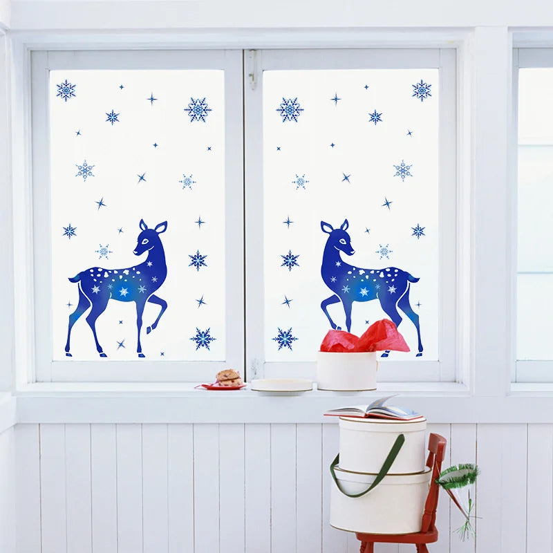 Merry Christmas Snowflake Elk Glass Stickers - Image 19