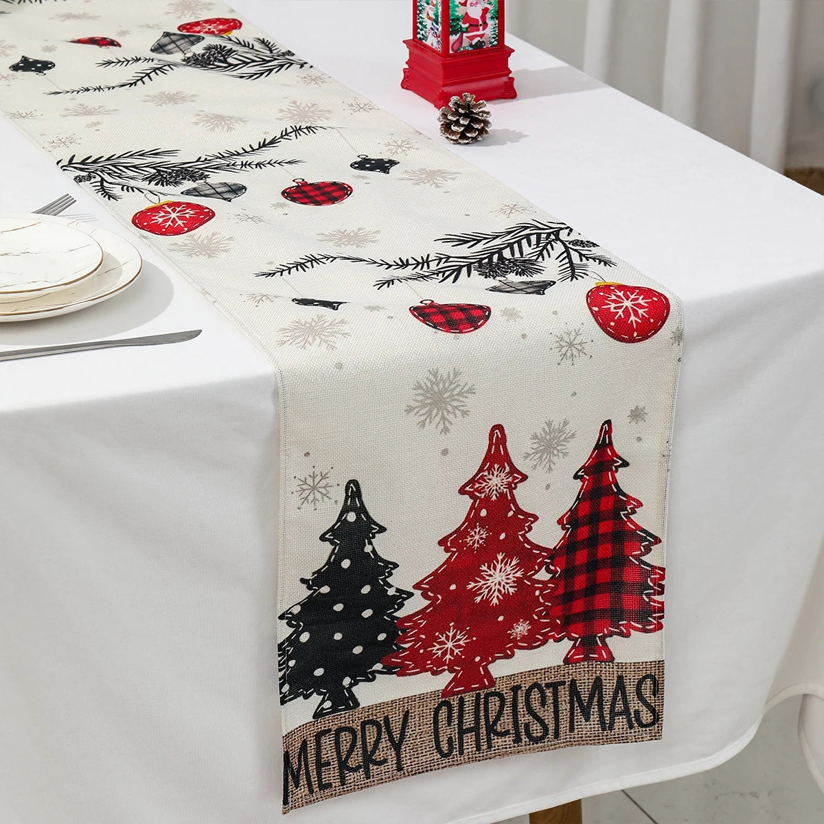 Festive Snowflake & Santa Claus Table Runner - Image 10