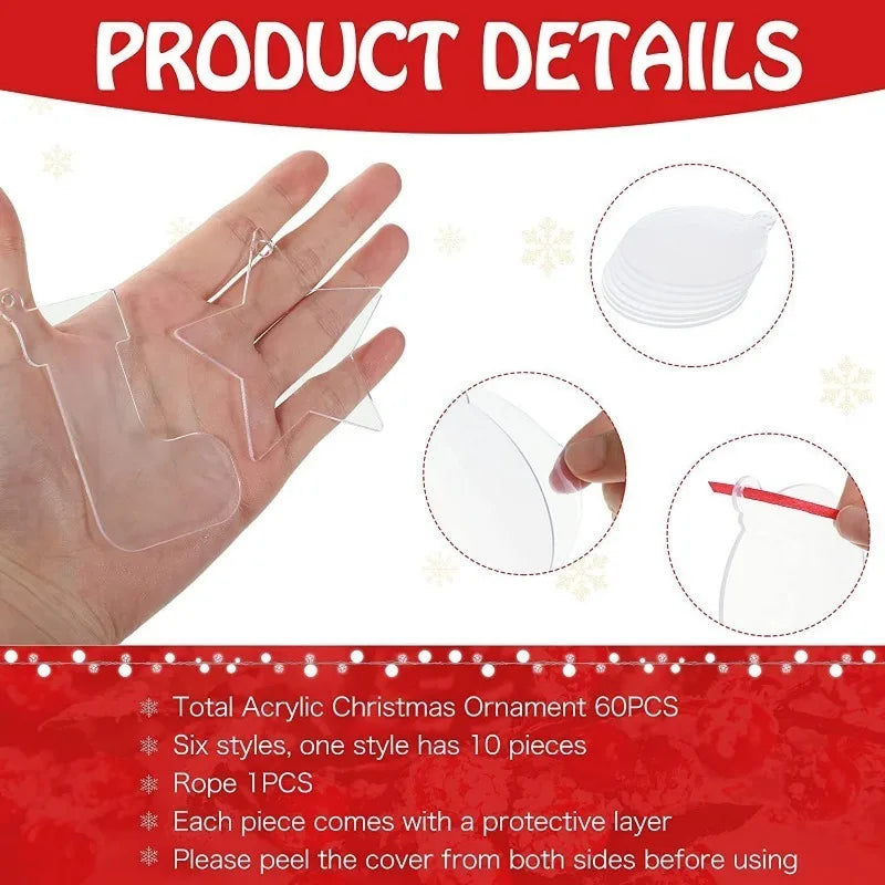 10 Pcs Clear Acrylic Christmas Ornaments Set - Image 5