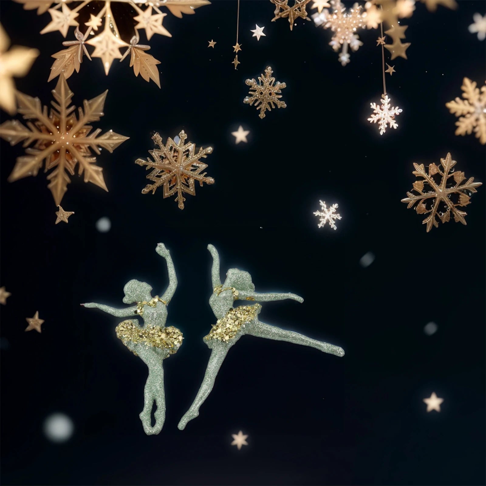 Charming Green Snowflake Bell Christmas Ornaments - Image 39
