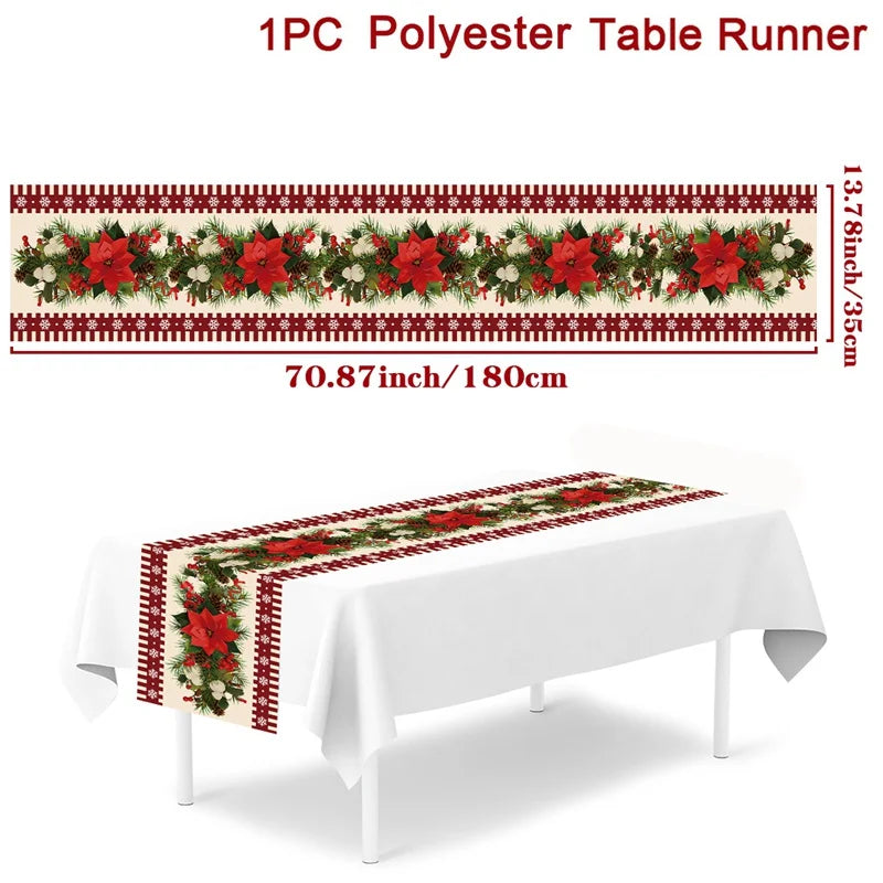 Festive Red Floral Table Runner for Christmas - Image 23